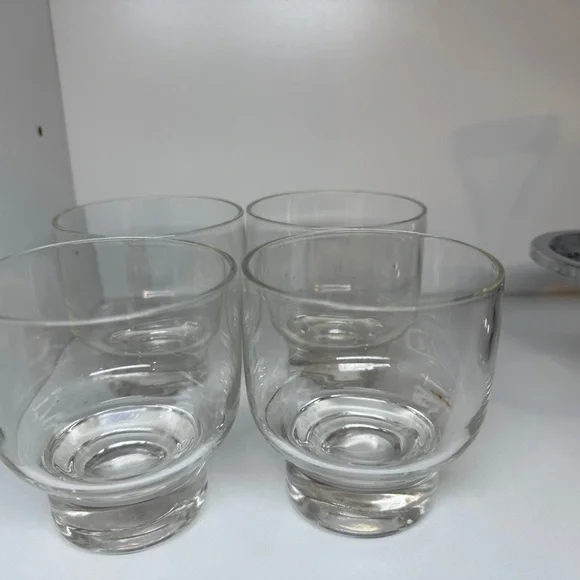 MCM Vintage Barware 1960s Chrome Caddy & Rotating Lazy Susan Set of 4 Glasses - Picture 5 of 9
